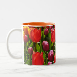 Kleurrijke veultulp schoonheid tweekleurige koffiemok