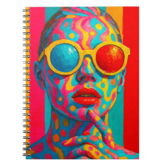 Kleurrijke Vibe - Krachtig Pop Art Portret Notitieboek