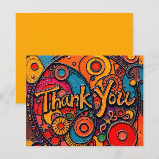 Kleurrijke Vibrant Flat Bedankt Card (Voorkant / Achterkant)