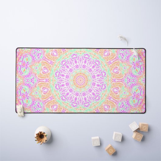 Kleurrijke Vibrant Trippy Hippie Boho Mandala Bureaumat (Kindertafel)
