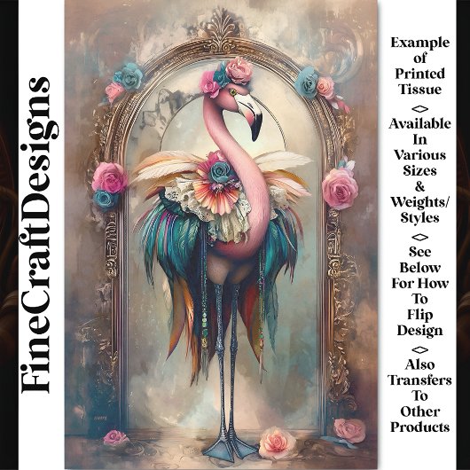 Kleurrijke Victoriaans Carnaval Flamingo BH4 Decou Tissuepapier