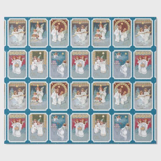 Kleurrijke Victoriaans Kerst Engel Collage Cadeaupapier (Vlak)