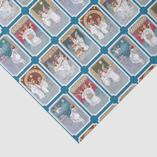 Kleurrijke Victoriaans Kerst Engel Collage Tissuepapier (Detail)