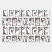 Kleurrijke Victoriaans Kerst Kaart Collage Inpakpapier Vel (Voorkant 3)