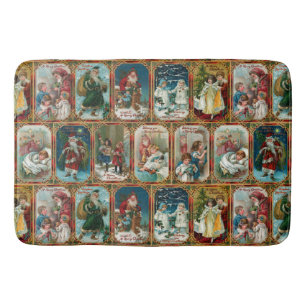 Kleurrijke Victoriaans kerstkaart Collage Badmat