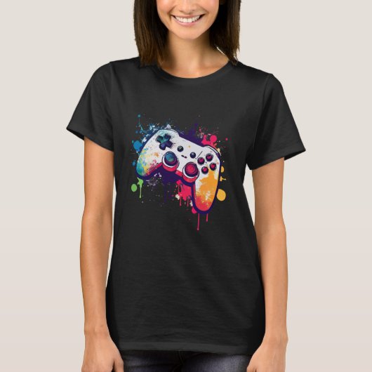 Kleurrijke Video Game Controller - Joystick - Cons T-shirt (Voorkant)