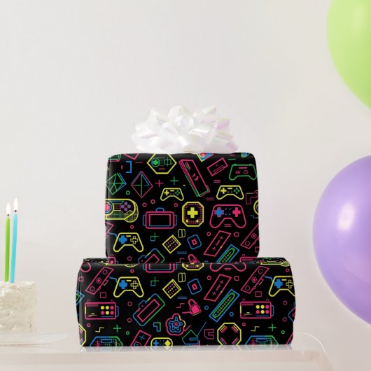 Kleurrijke Video Game Controller Patroon Cadeaupapier (Feestgeschenken)
