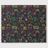 Kleurrijke Video Game Controller Patroon Cadeaupapier (Vlak)