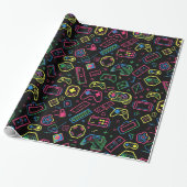 Kleurrijke Video Game Controller Patroon Cadeaupapier (Uitgerold)