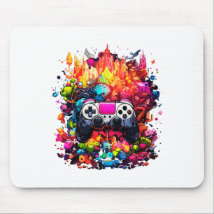 Kleurrijke Video Game Controller Tie Dye Cool Game Muismat