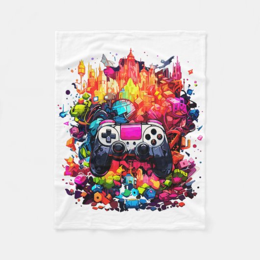 Kleurrijke Videogame Controller Tie Dye Cool Gamer Fleece Deken (Voorkant)