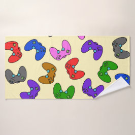 Kleurrijke videospelbesturingen badhanddoek