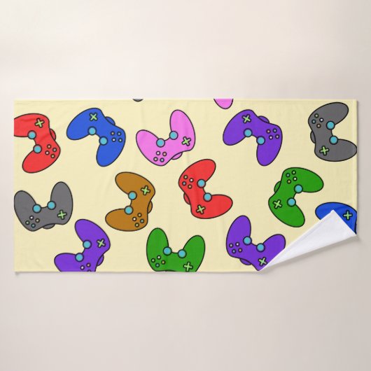 Kleurrijke videospelbesturingen badhanddoek (Badhanddoek)