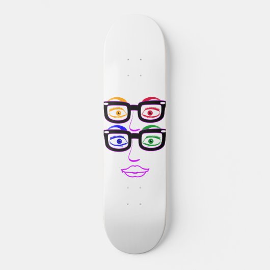 Kleurrijke vier ogen bril Skateboarddek Skateboard (Voorkant)