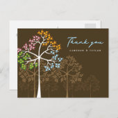 Kleurrijke vier seizoensgebottelde bomen moderne b briefkaart (Voorkant / Achterkant)