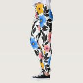 Kleurrijke viering van bloemen en bladeren leggings (Links)