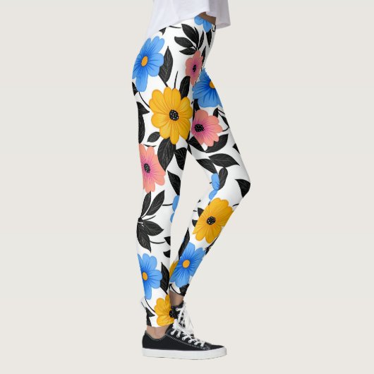 Kleurrijke viering van bloemen en bladeren leggings (Rechts)