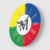 Kleurrijke Vierkante Aangepaste Monogram Initiaal Grote Klok (Hoek)