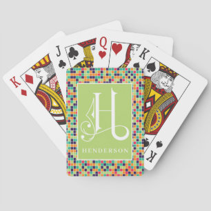 Kleurrijke Vierkante Blokken H Monogram Spelen Pokerkaarten