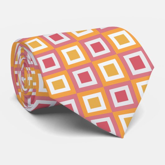 Kleurrijke vierkante geometrische stropdas (Opgerold)