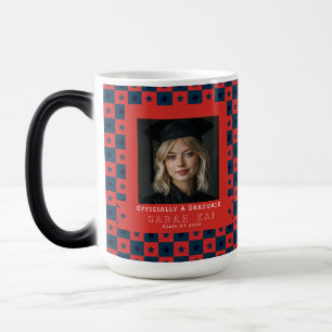 Kleurrijke vierkante print gefeliciteerd afgestude magische mok