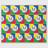 Kleurrijke Vierkanten Aangepaste Monogram Initiaal Cadeaupapier (Vlak)