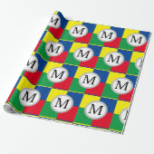 Kleurrijke Vierkanten Aangepaste Monogram Initiaal Cadeaupapier (Uitgerold)