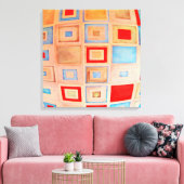 Kleurrijke vierkanten canvas afdruk (Insitu (Woonkamer))