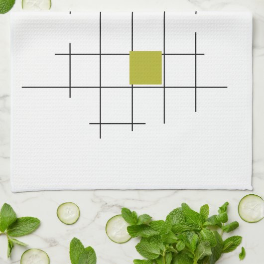 Kleurrijke vierkanten en lijnen geometrisch midden theedoek (Gevouwen)