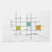 Kleurrijke vierkanten en lijnen geometrisch midden theedoek (Horizontaal)