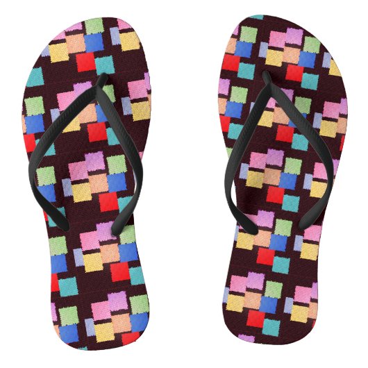 Kleurrijke Vierkanten Flip Flops (Voetbed)