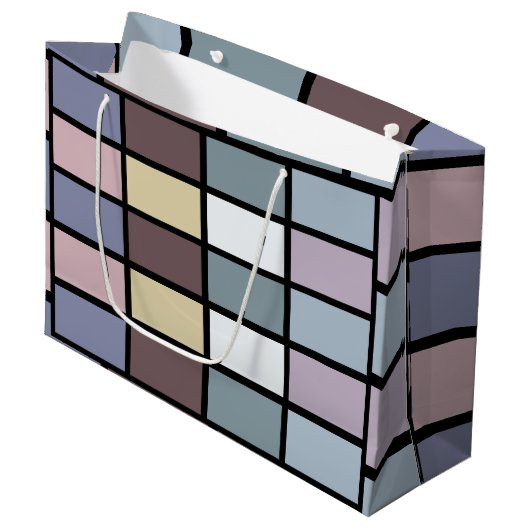 Kleurrijke Vierkanten Geometrisch Groot Cadeauzakje (Voorkant Gekanteld)