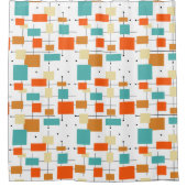 Kleurrijke vierkanten lijnen Retro Mid Century Mod Douchegordijn (Voorkant)