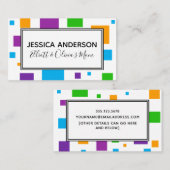 Kleurrijke Vierkanten Mama Playdate Calling Card Contactkaartje (Voorkant / Achterkant)