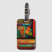 Kleurrijke vierkanten Modern Abstract kunstpatroon Bagagelabel (Voorkant (verticaal))