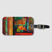 Kleurrijke vierkanten Modern Abstract kunstpatroon Bagagelabel (Voorkant (horizontaal))