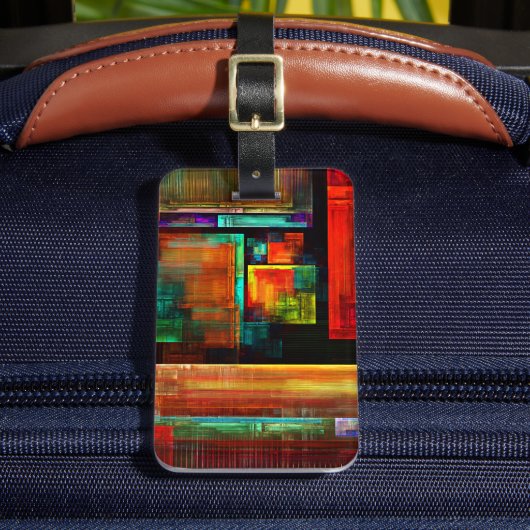 Kleurrijke vierkanten Modern Abstract kunstpatroon Bagagelabel (Voorkant Insitu 2)