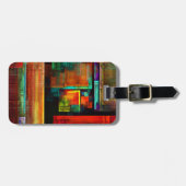 Kleurrijke vierkanten Modern Abstract kunstpatroon Bagagelabel (Voorkant horizontaal)