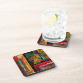 Kleurrijke vierkanten Modern Abstract kunstpatroon Bier Onderzetter (Rechterzijde)