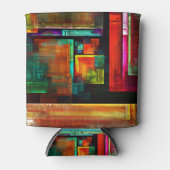 Kleurrijke vierkanten Modern Abstract kunstpatroon Blikjeskoeler (Voorkant)