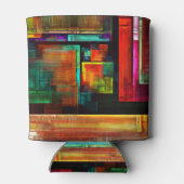 Kleurrijke vierkanten Modern Abstract kunstpatroon Blikjeskoeler (Achterkant)