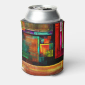 Kleurrijke vierkanten Modern Abstract kunstpatroon Blikjeskoeler (Blikje Achterkant)