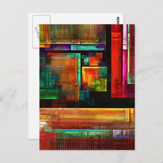 Kleurrijke vierkanten Modern Abstract kunstpatroon Briefkaart (Voorkant / Achterkant)