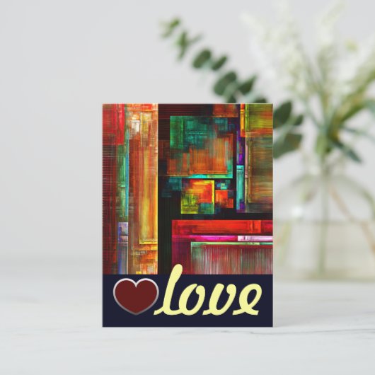 Kleurrijke vierkanten Modern Abstract kunstpatroon Briefkaart (Staand voorkant)