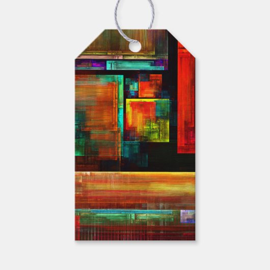 Kleurrijke vierkanten Modern Abstract kunstpatroon Cadeaulabel (Voorkant)