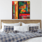 Kleurrijke vierkanten Modern Abstract kunstpatroon Canvas Afdruk (Insitu (Slaapkamer))