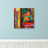 Kleurrijke vierkanten Modern Abstract kunstpatroon Canvas Afdruk (Insitu (Houten vloer))