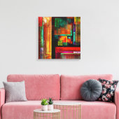 Kleurrijke vierkanten Modern Abstract kunstpatroon Canvas Afdruk (Insitu (Woonkamer))