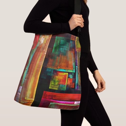 Kleurrijke vierkanten Modern Abstract kunstpatroon Crossbody Tas (Dichtbij)