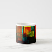 Kleurrijke vierkanten Modern Abstract kunstpatroon Espresso Kop (Voorkant)